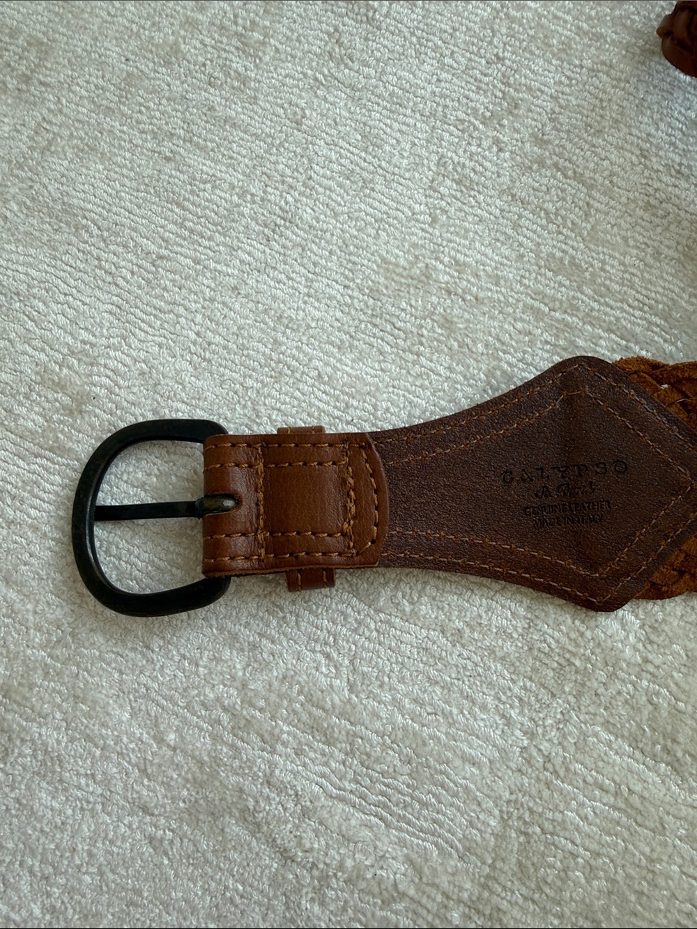 Calypso St Barthe Braided Brown Leather Belt - Picture 3 of 5